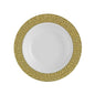 White and Gold Round Plastic Plates - Hammered Plate Pro Linens