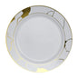 White and Gold Round Plastic Plates - Marble Plate Pro Linens