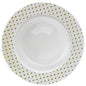 White and Gold Round Plastic Plates - Sphere Plate Pro Linens