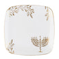 White and Gold Square Plastic Plates 10 Pack - Chanukah Plate Pro Linens