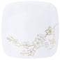 White and Gold Square Plastic Plates 10 Pack - Gold Buds Plate Pro Linens