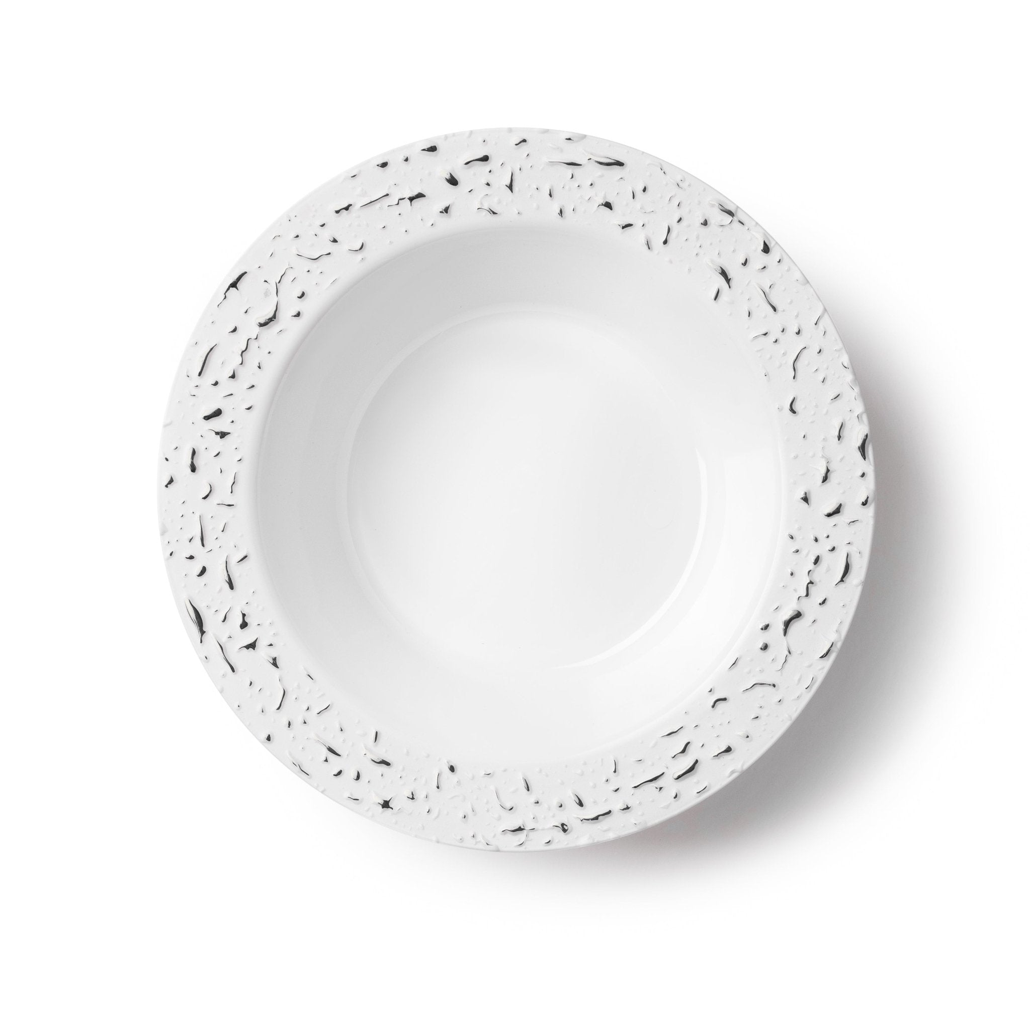 White and Silver Round Plastic Plates 10 Count - Pebbled - Pro Linens