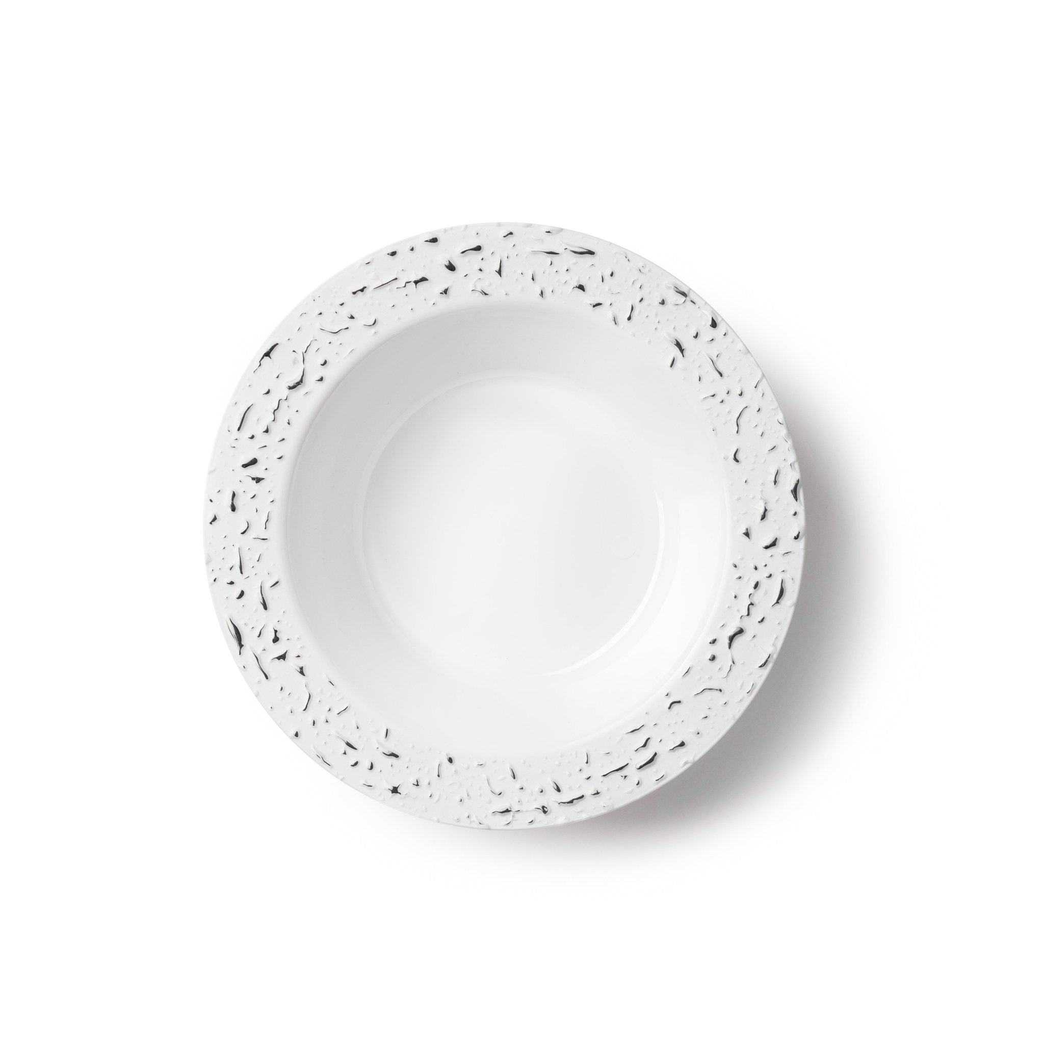 White and Silver Round Plastic Plates 10 Count - Pebbled - Pro Linens