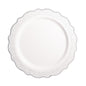 White and Silver Round Plastic Plates - Confetti Plate Pro Linens