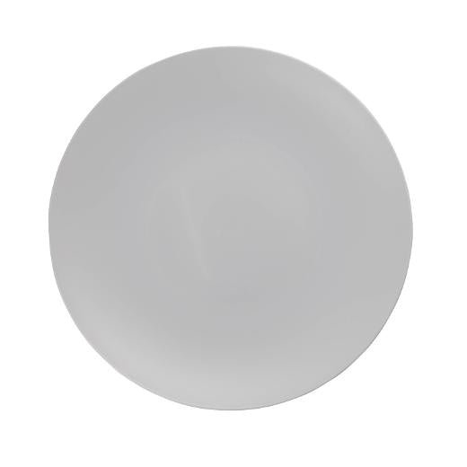 White and Silver Round Plastic Plates - Geo - Pro Linens