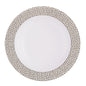 White and Silver Round Plastic Plates - Hammered Plate Pro Linens