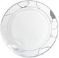 White and Silver Round Plastic Plates - Marble Plate Pro Linens