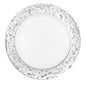 White and Silver Round Plastic Plates - Ros'ee Plate Pro Linens