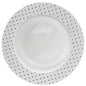 White and Silver Round Plastic Plates - Sphere Plate Pro Linens