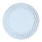 White and Silver Round Plastic Plates - Sphere Plate Pro Linens