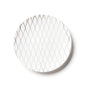 White and Silver Round Plastic Plates - Whisk Plate Pro Linens