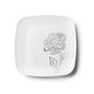 White and Silver Square Plastic Plates - Peony Plate Pro Linens