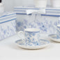 White Blue French Toile Bridal Shower Gift Set, Set of 2 Porcelain Espresso Cups and Saucers with Matching Keepsake Box Pro Linens