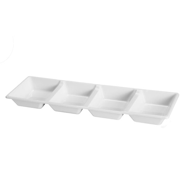 White Four Section Plastic Tray - 2 Count - Pro Linens