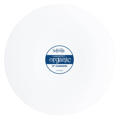 White Hammered 13″ Round Plastic Charger Plate - 4 Pack - Pro Linens