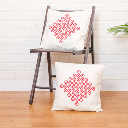 White Kolam Design Cushion Covers Cushion Covers PRO Indian