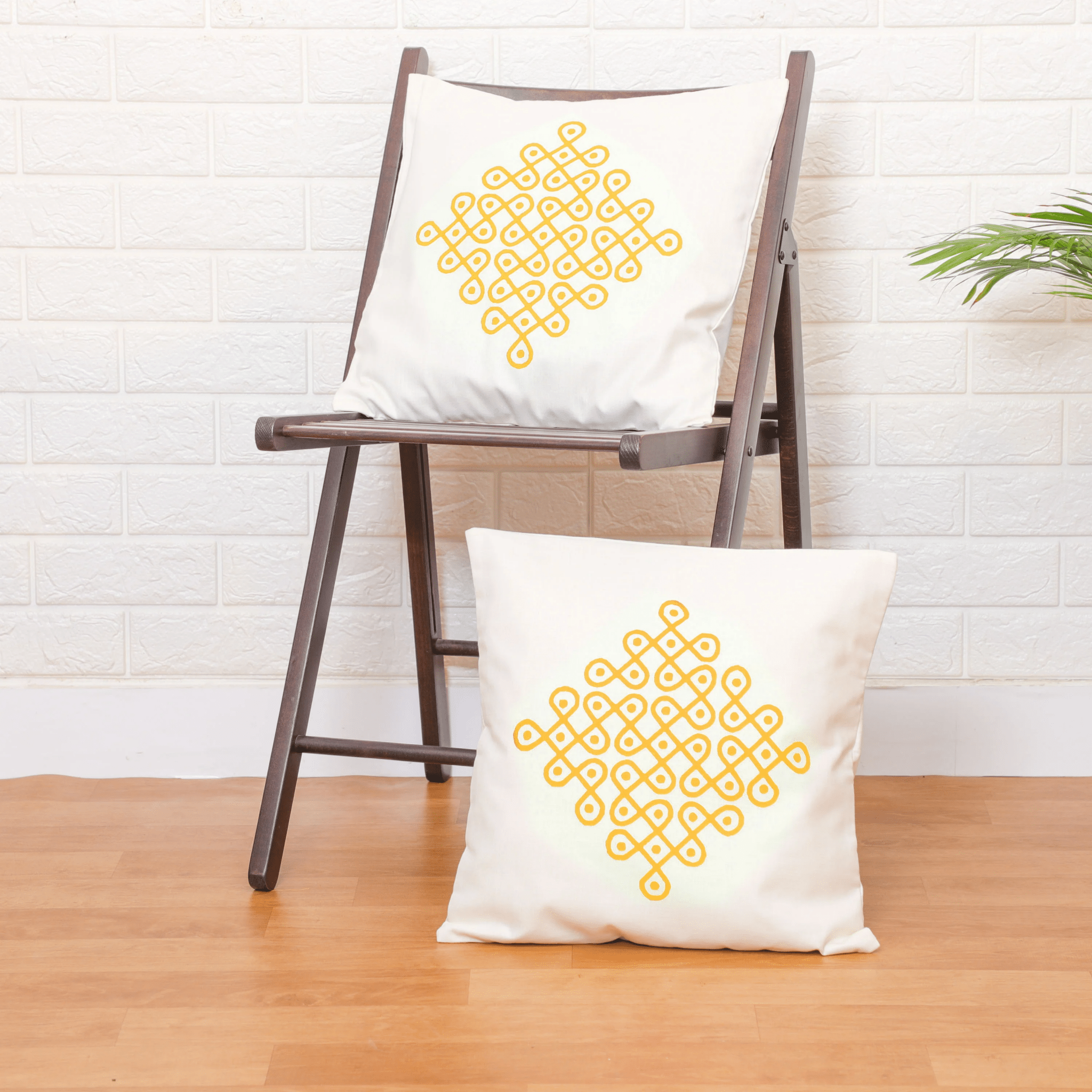 White Kolam Design Cushion Covers Cushion Covers PRO Indian