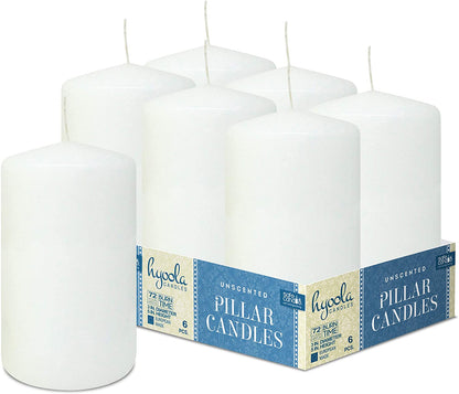 White Pillar Candles Unscented Dripless Clean Burning Smokeless Dinner Candle 3" x 5" 6 Pack - Pro Linens