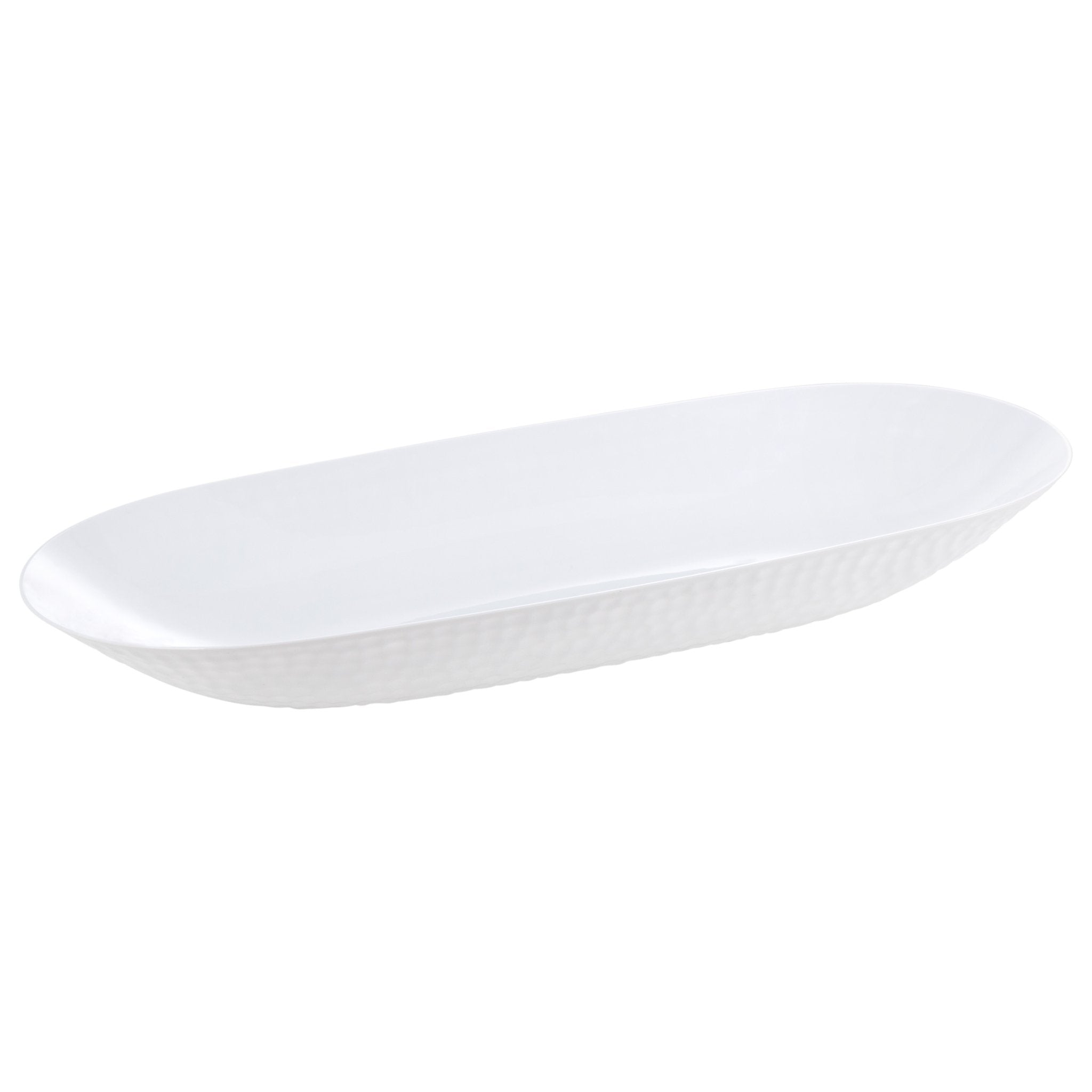 White Plastic Oval Pebbled Serving Dish - 2 Pack - Pro Linens