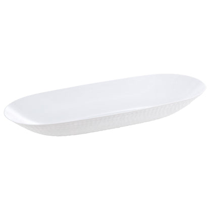 White Plastic Oval Pebbled Serving Dish - 2 Pack Serving Bowl Pro Linens