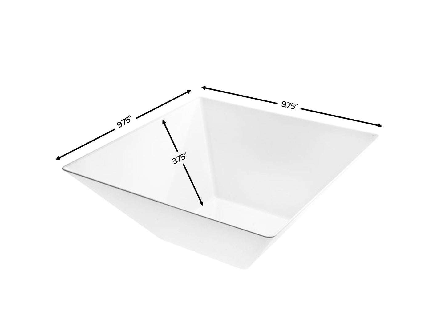 White Plastic Square Salad Bowl - 3 Pack - Pro Linens