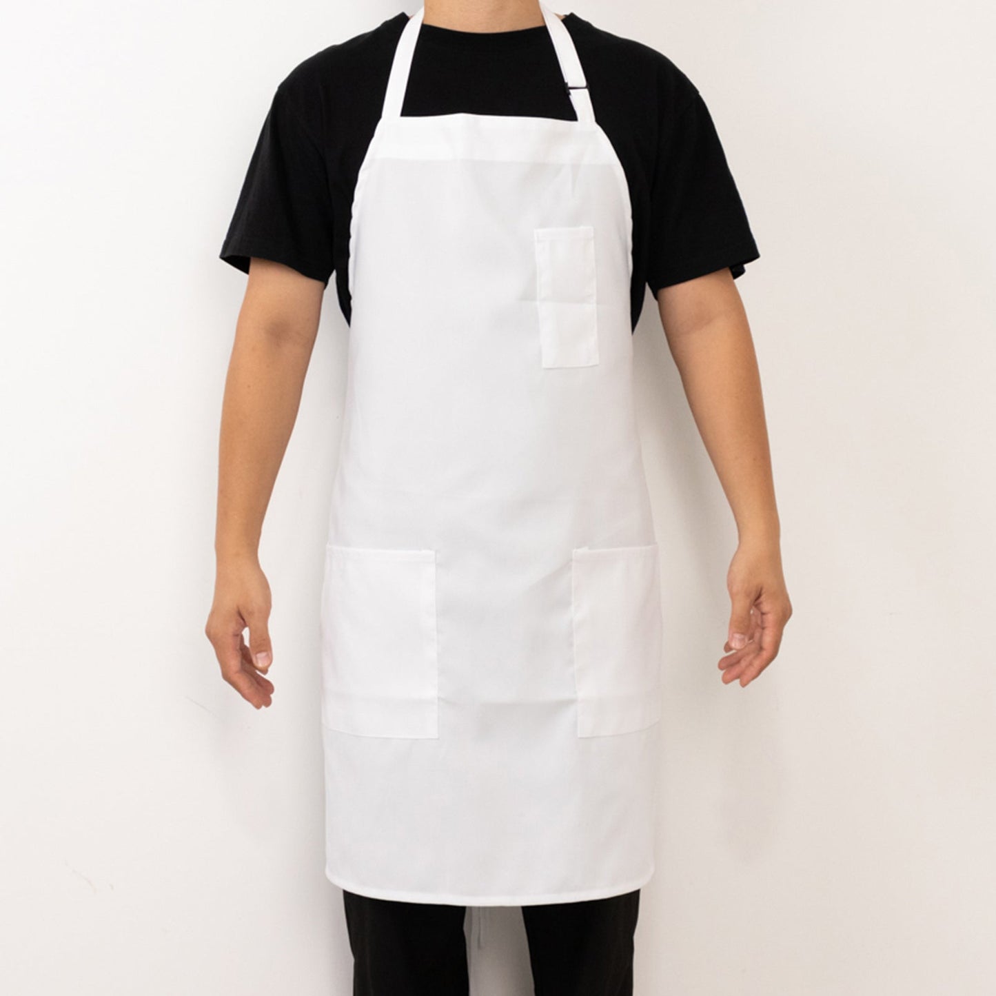 White Premium Polyester Cooking Chef Apron with Adjustable Neck and Long Ties, Waterdrop Resistant 2 Pockets Unisex Kitchen Bib Apron Pro Linens