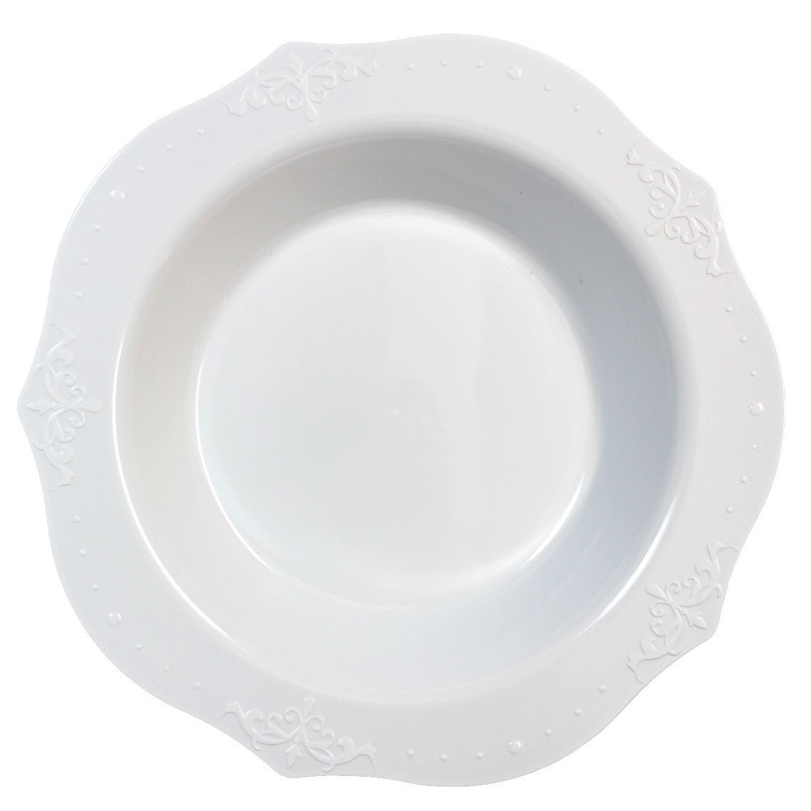 White Round Plastic Dinner Plate 20 Pack - Antique Plate Pro Linens