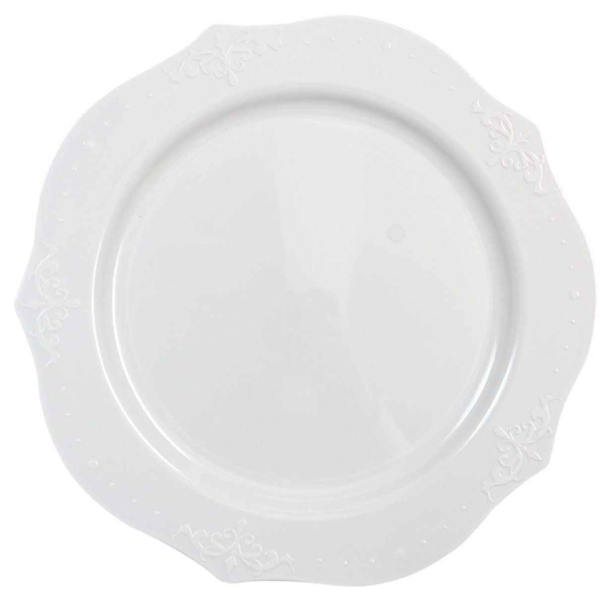 White Round Plastic Dinner Plate 20 Pack - Antique - Pro Linens