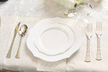 White Round Plastic Dinner Plate 20 Pack - Antique - Pro Linens