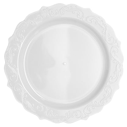 White Round Plastic Dinner Plates - Elegant - Pro Linens