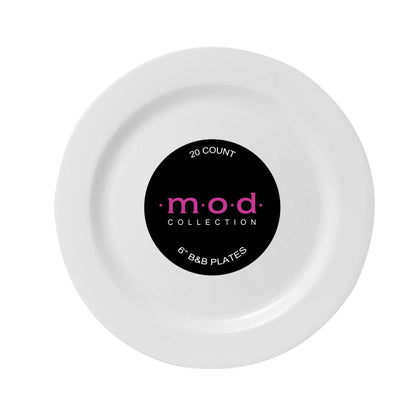 White Round Plastic Plates 20 Pack - Mod - Pro Linens