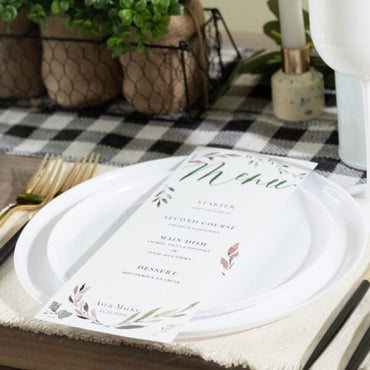 White Round Plastic Plates - Edge - Pro Linens