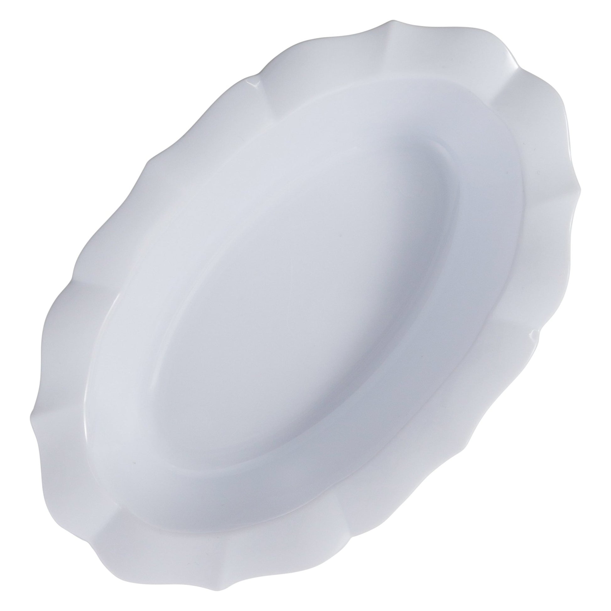 White Round Plastic Plates - Scalloped - Pro Linens