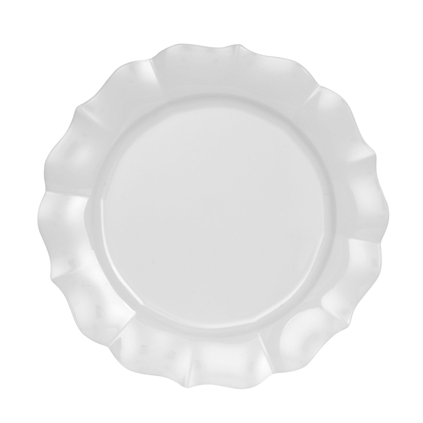 White Round Plastic Plates - Scalloped - Pro Linens