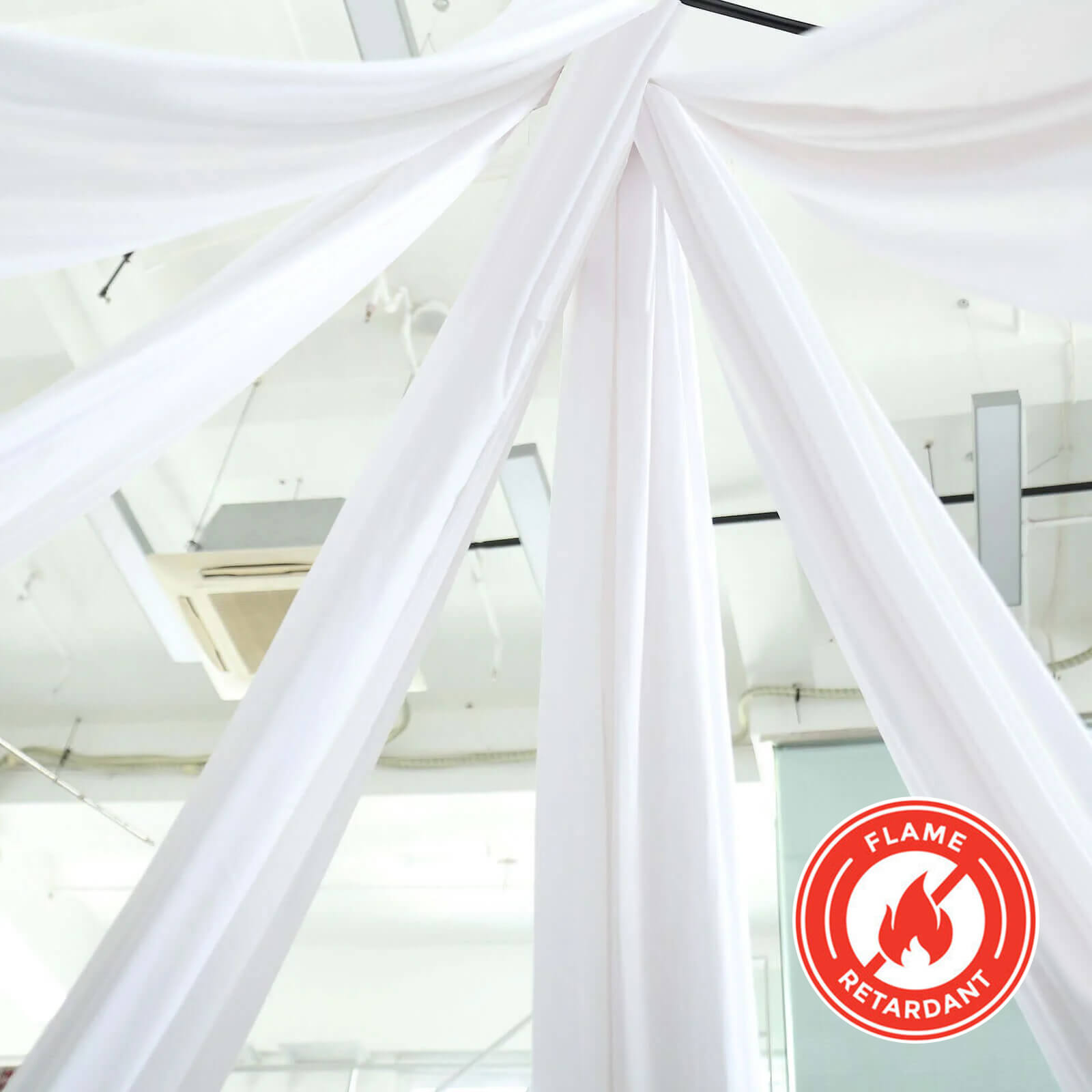 White Scuba Polyester Ceiling Drape Backdrop Curtain Panel, Commercial Grade Fire Retardant Wrinkle Free Draping Fabric With Rod Pockets - 5ftx30ft - Pro Linens