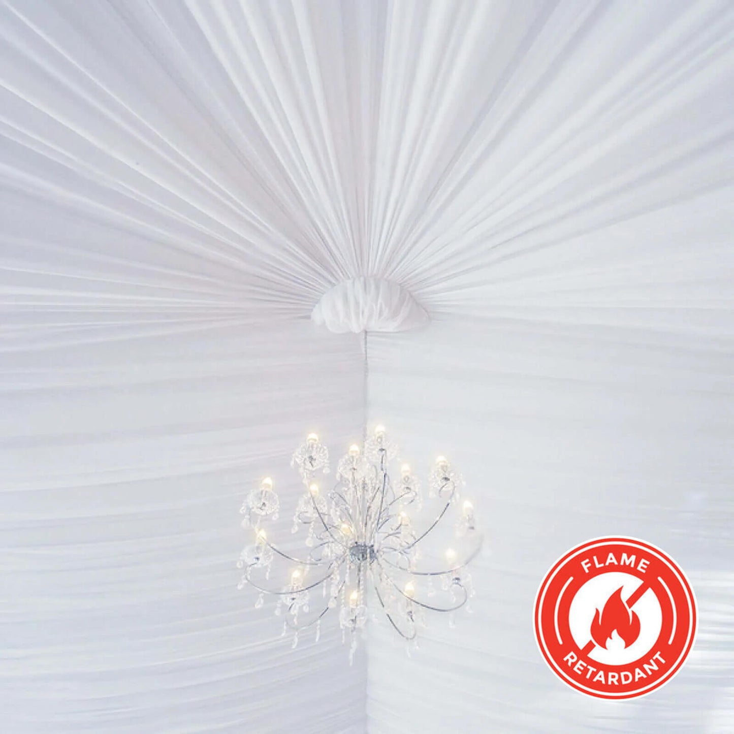 White Scuba Polyester Ceiling Drape Backdrop Curtain Panel, Commercial Grade Fire Retardant Wrinkle Free Draping Fabric With Rod Pockets - 5ftx40ft - Pro Linens