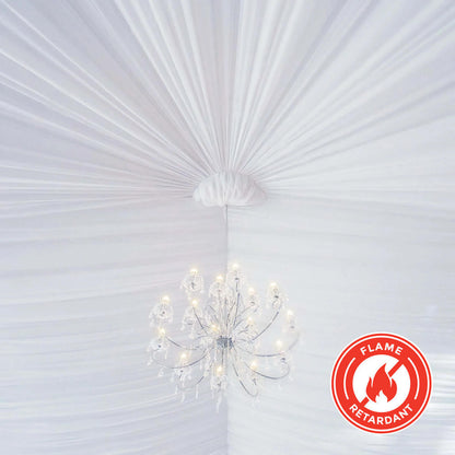 White Scuba Polyester Ceiling Drape Backdrop Curtain Panel, Commercial Grade Fire Retardant Wrinkle Free Draping Fabric With Rod Pockets - 5ftx40ft - Pro Linens