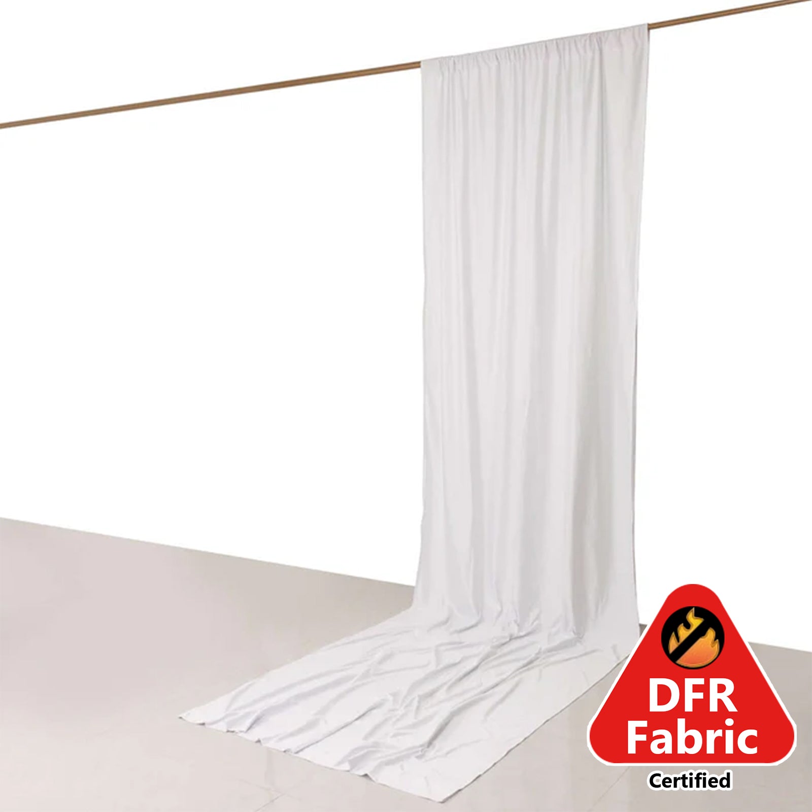 White Scuba Polyester Event Curtain Drapes, Durable Flame Resistant Backdrop Event Panel Wrinkle Free with Rod Pockets - 5ftx14ft - Pro Linens