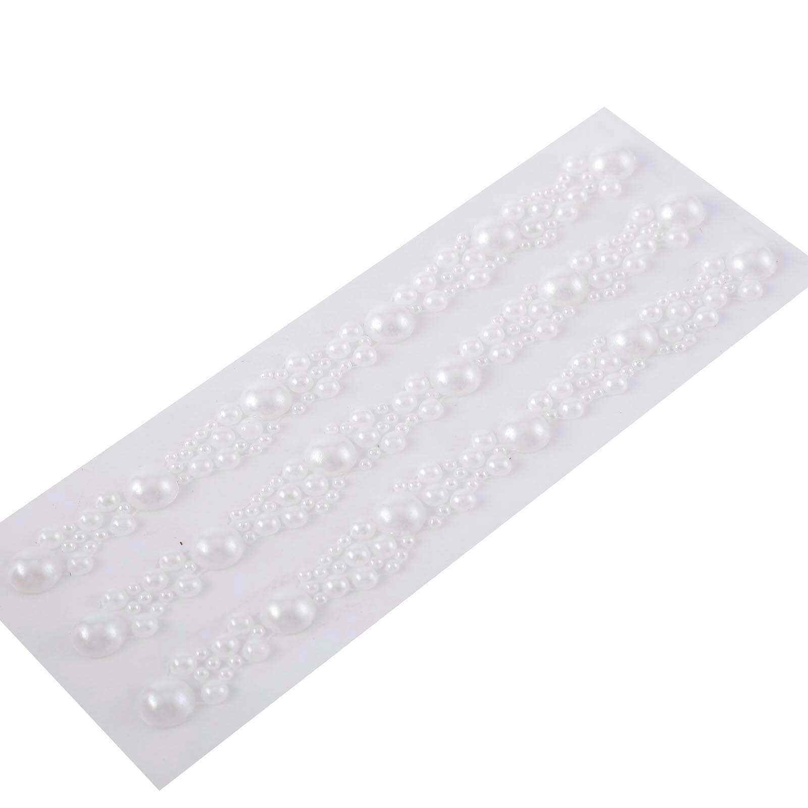 White Self Adhesive Pearl Rhinestone Stickers, DIY Craft Peel and Stick Gem Stickers - Pro Linens