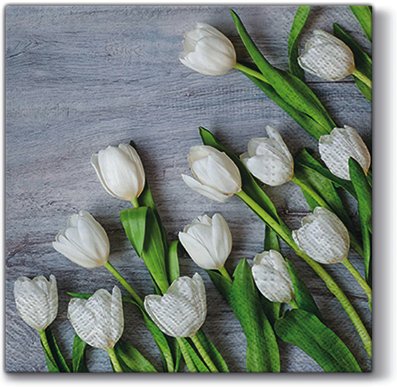 White Tulips Floral Lunch Napkin - 20 Pack Lunch Napkins Pro Linens