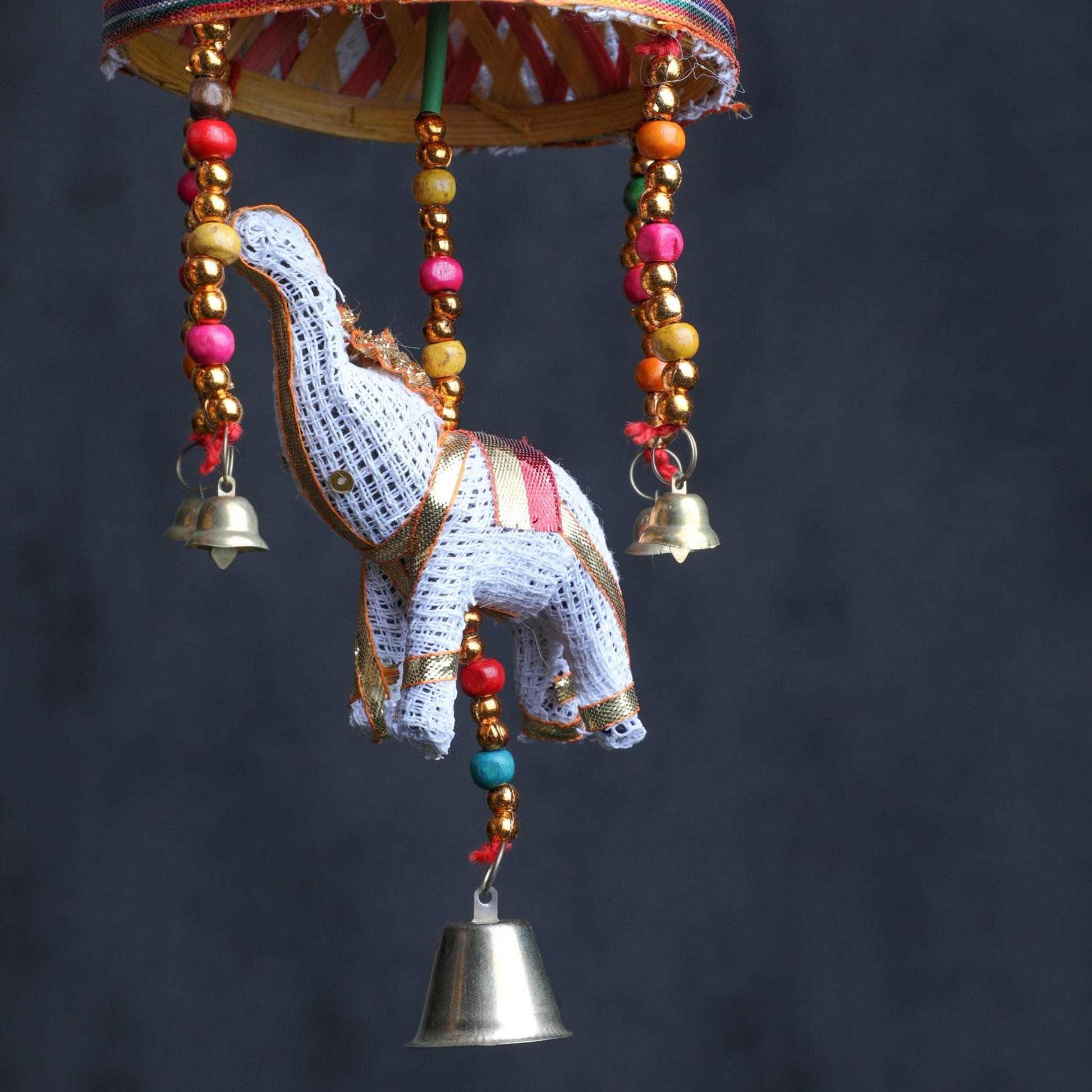 White Umbrella Elephant Hanging Rajasthani Hangings PRO Indian