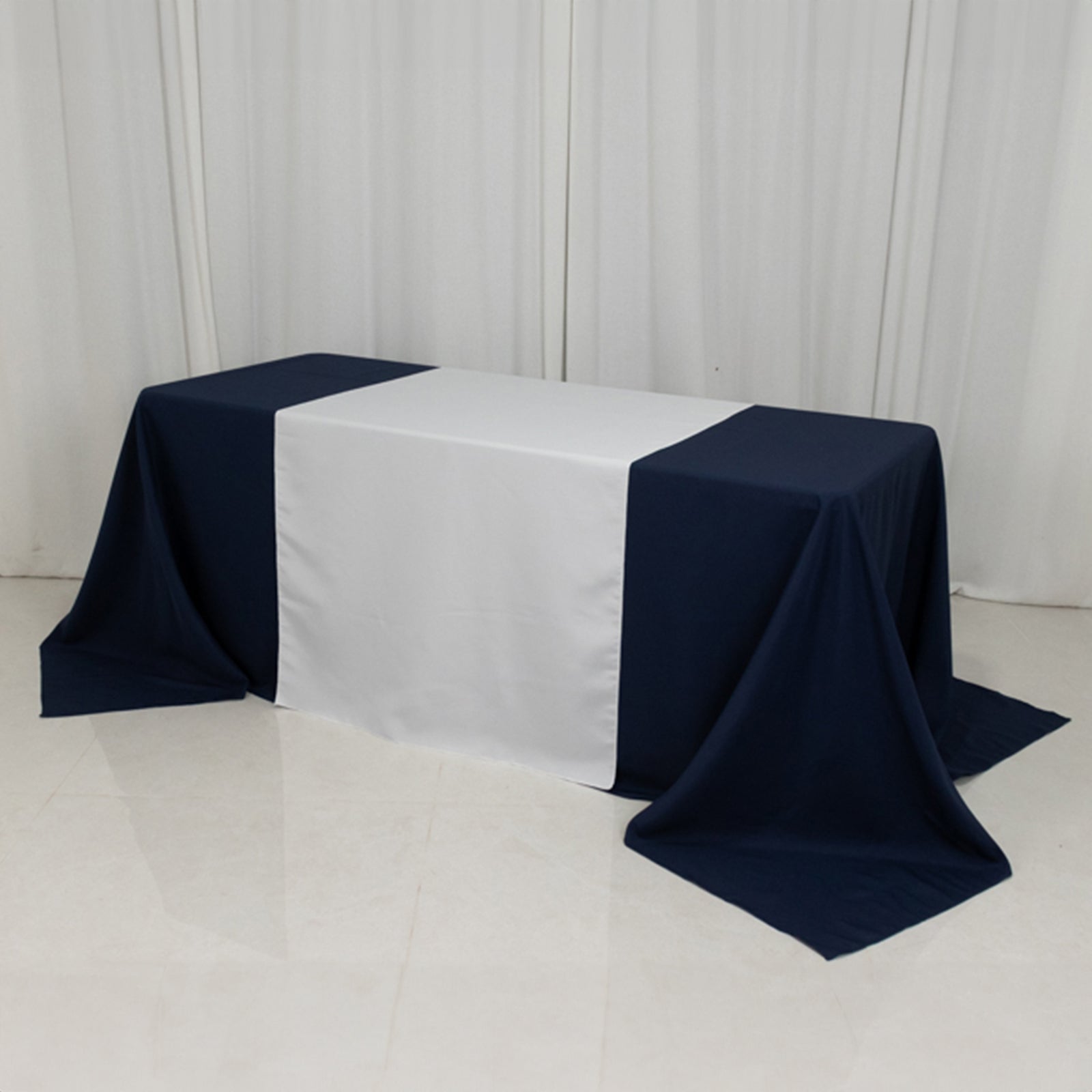 Wide Polyester 36"x72" Table Runner White - Durable Trade Show Table Linen - Pro Linens