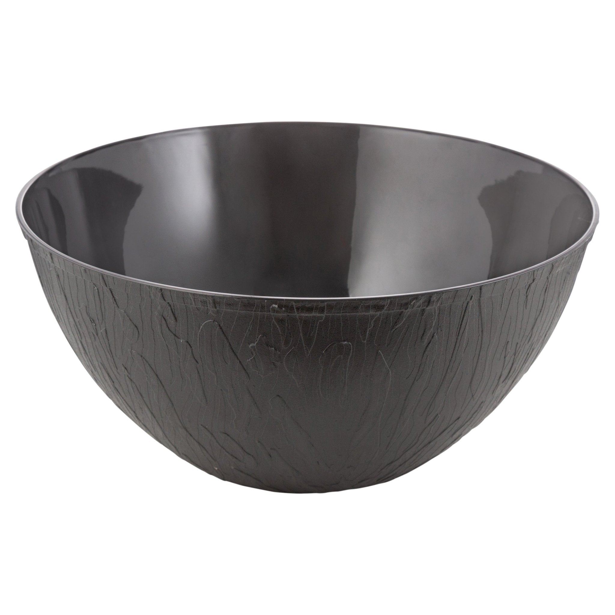 Wood Pattern Black Plastic Salad Bowl - 5 Pack - Pro Linens