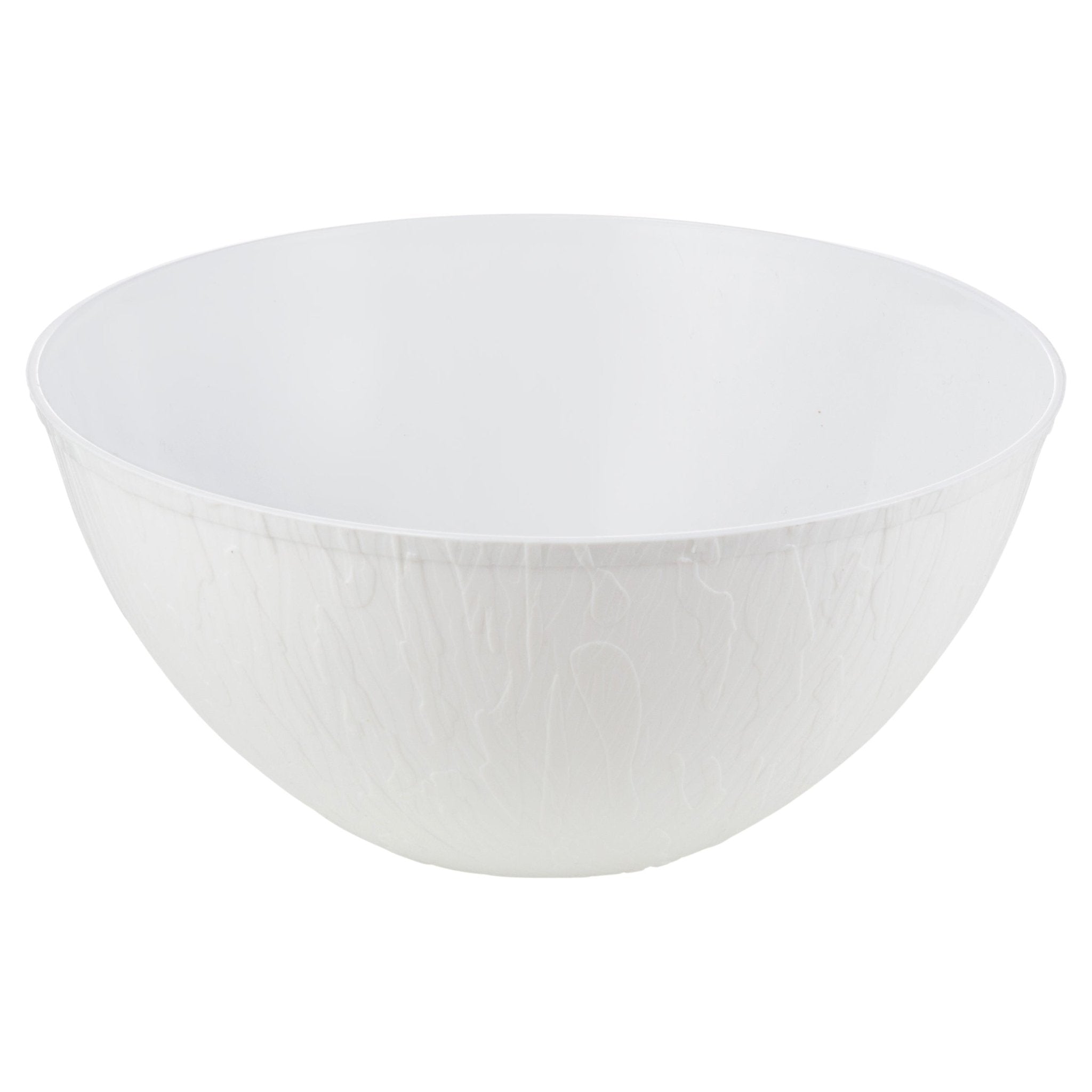 Wood Pattern White Plastic Salad Bowl - 5 Pack - Pro Linens