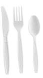 Wrapped White Heavy Weight Plastic Cutlery Pack with Knife, Fork, and Spoon - 500/Case - Pro Linens