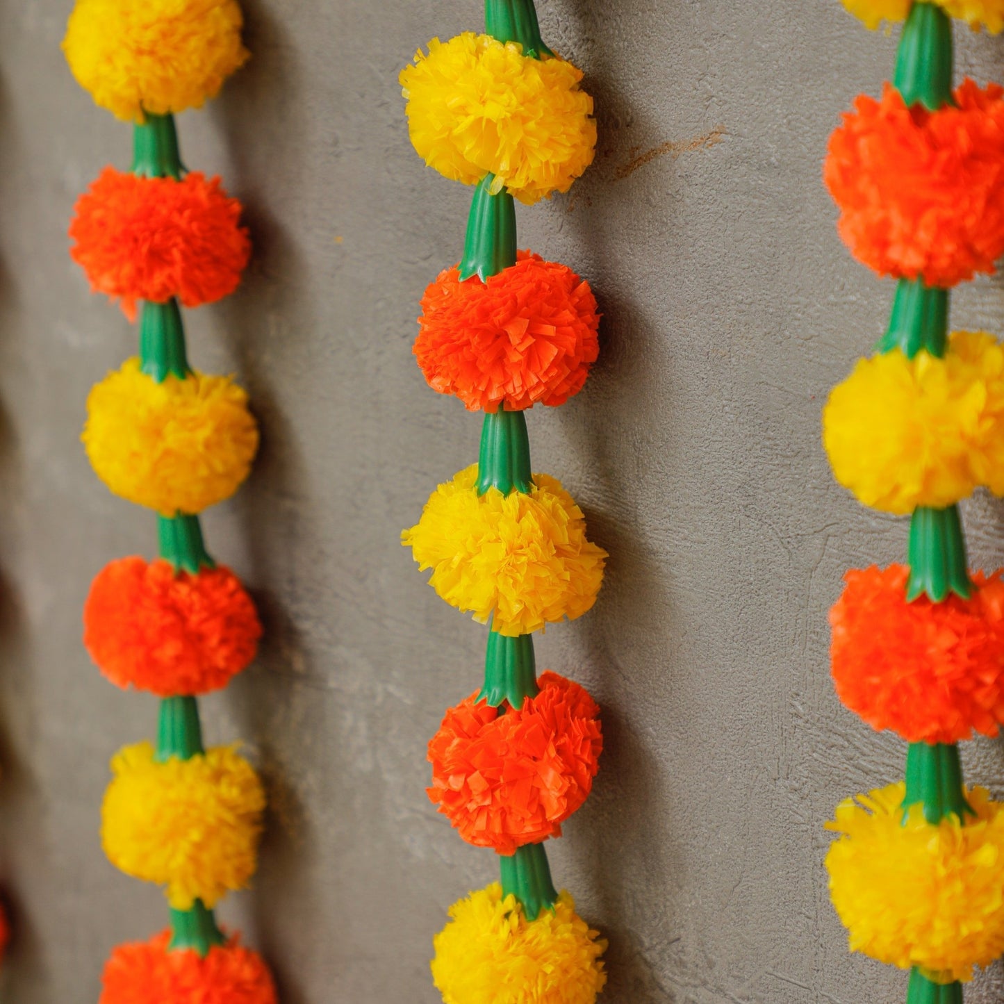 Yellow and Orange Marigold Garland Plastic PRO Indian