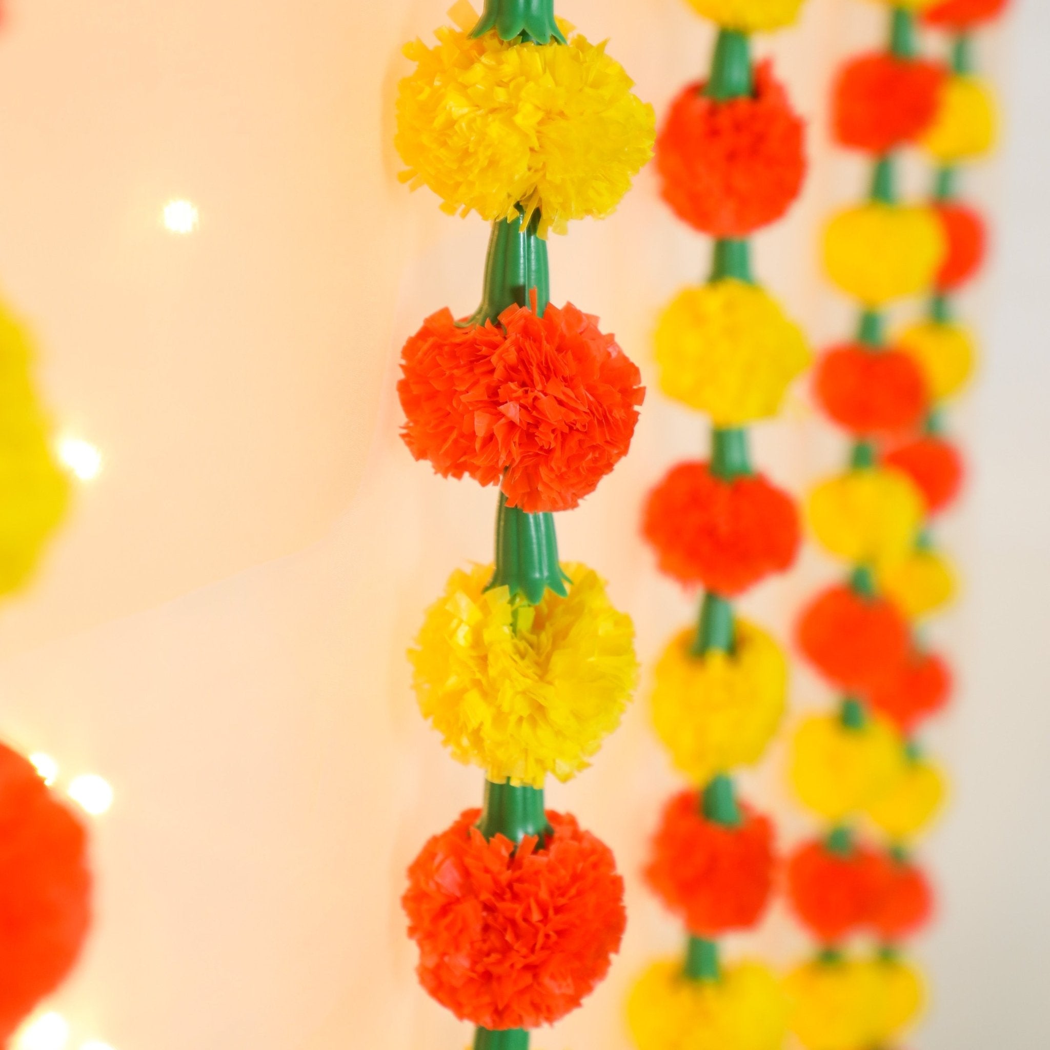 Yellow and Orange Marigold Garland Plastic PRO Indian