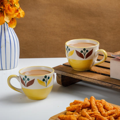 Yellow Floral Ceramic Teacup Ceramic PRO Indian