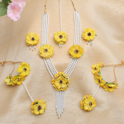 Yellow Floral Necklace Set Bridal accessories PRO Indian